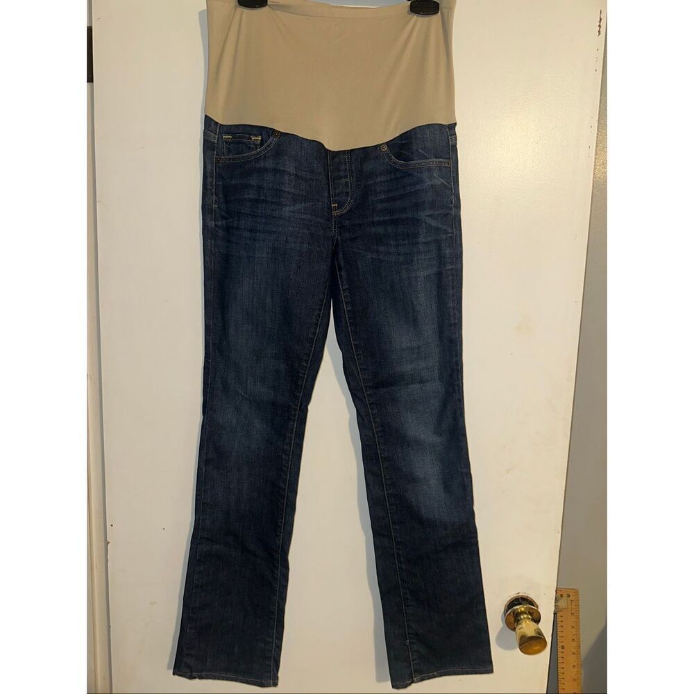 Lucky Brand maternity denim blue Jeans Size 2 26 Blue Dark Wash Stretch full bel